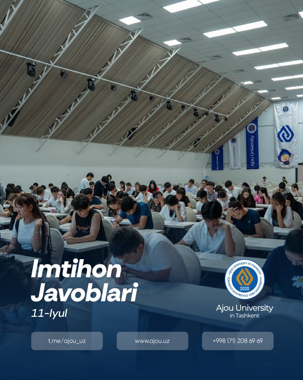 Results of the entrance exam to Ajou University in Tashkent for the 2026/27 academic year, which took place on July 11.